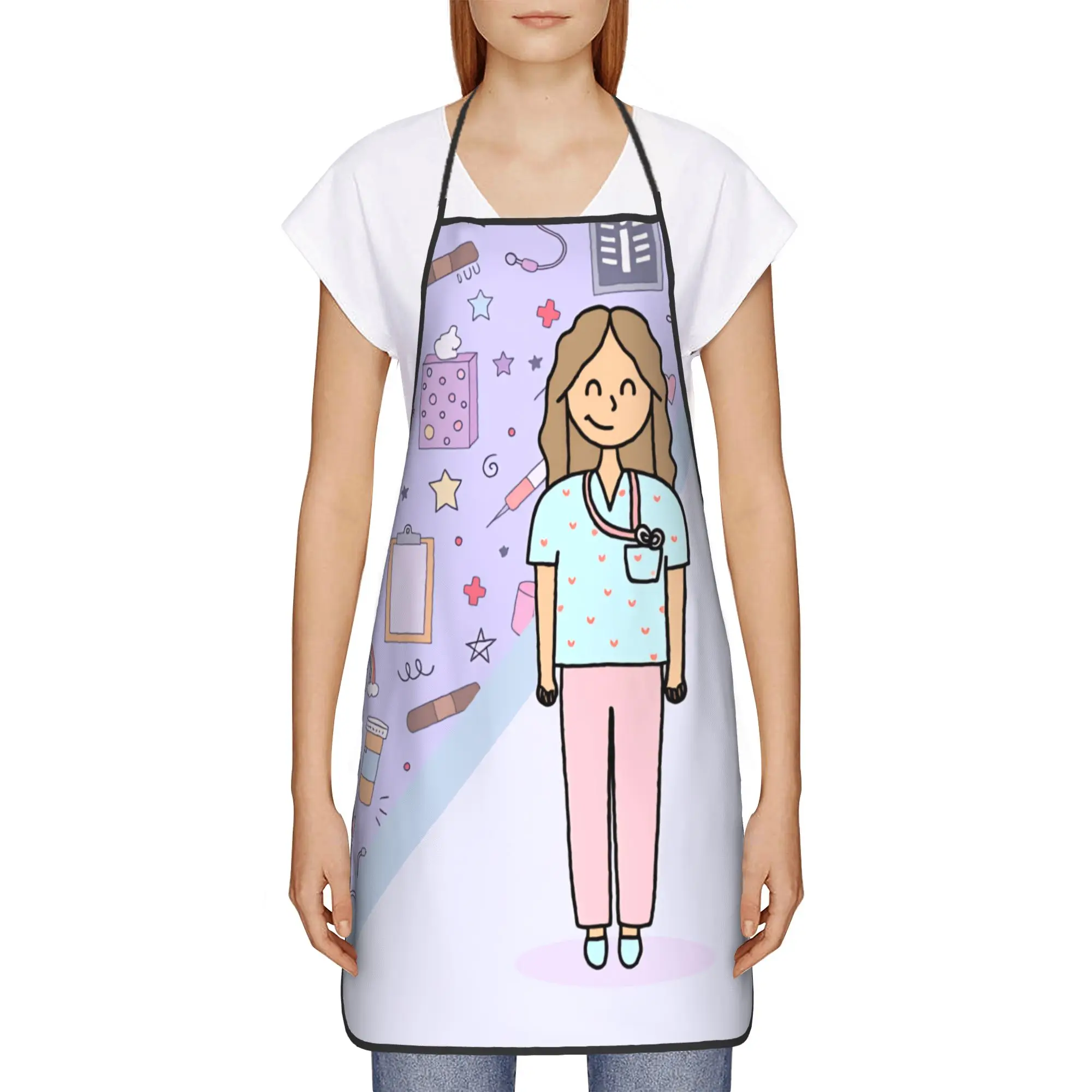 

Медицинский фартук для медсестер с этикетками для анестезиологических препаратов, милый кухонный аксессуар для дома, фартук для взрослых для барбекю без карманов