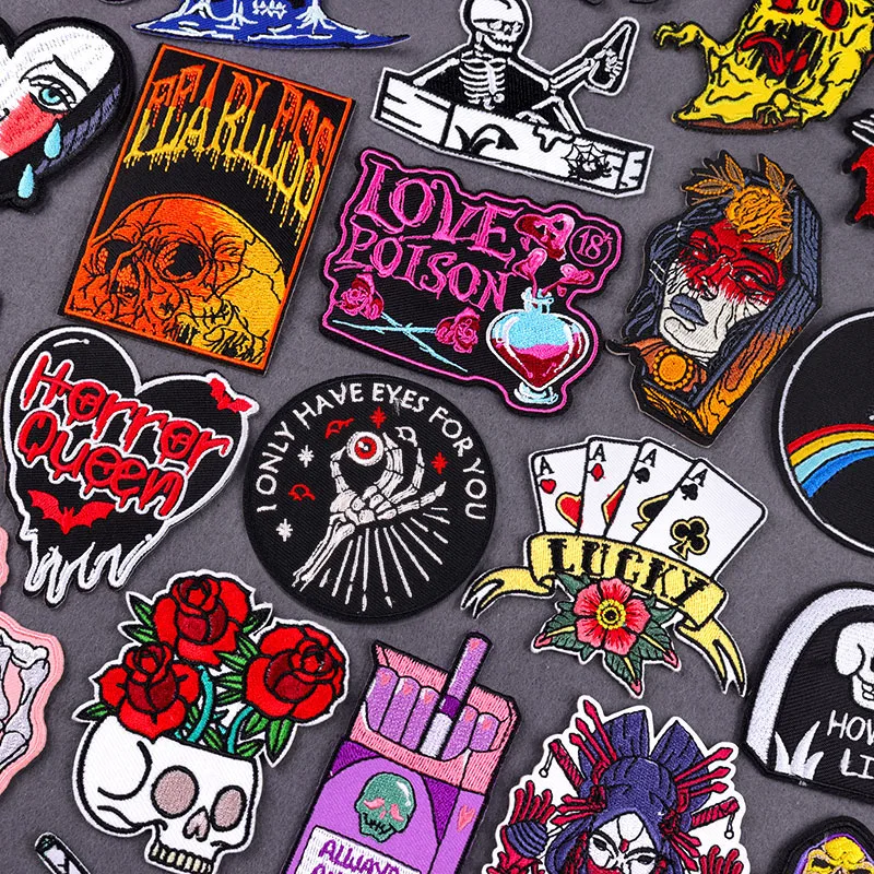 DIY Skeleton Clothes Badges Fusible Patches For Clothes Applique Embroidery Scream Punk Ironing Stickers Decoration On Backpack