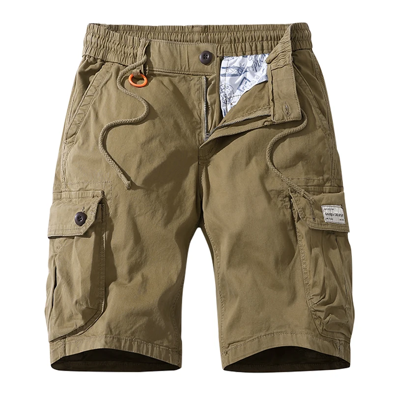 

Новые летние мужские хлопковые шорты-карго, модные мужские шорты-бермуды для пляжа, мужские повседневные шорты с эластичной резинкой на талии, мужские шорты для дропшиппинга
