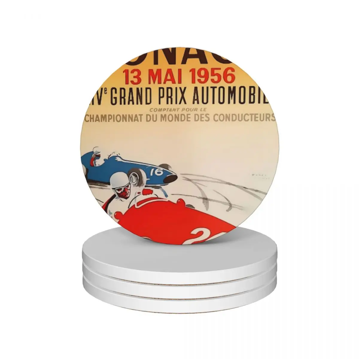 

Monaco GP 1956 Ceramic Coasters (Set of 4) cute kitchen cute set set cute table decoration and accessories Coasters