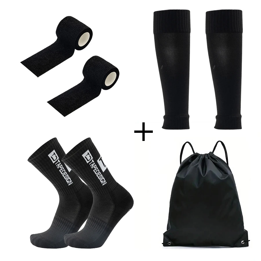 4PCS Set Drawstring Ball Bag Men Women Outdoor Soccer Football Socks Cycling Leg Cover Shin Pads Training Shank Board Bandages