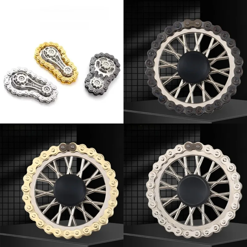 EDC Metal Sprocket Fidget Spinner Gear Chain Adult Fidget Toys Bicycle Chain Shape Hand Spinner Office Stress Relief Toy
