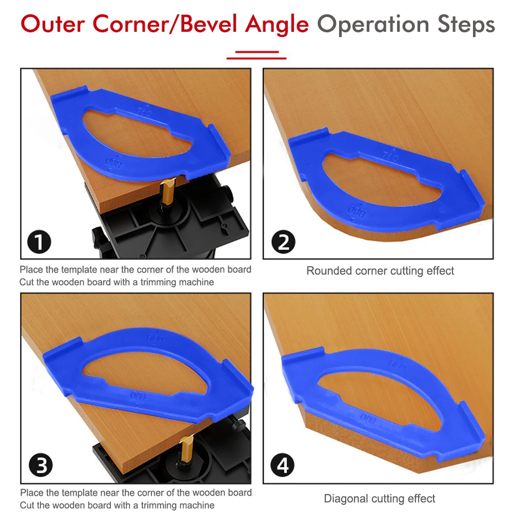 2026 New 6PCS Corner Trimming Jig Set R5-R40mm, ABS Plastic Router Template Guide for Precise Round & Straight Bevel Edges