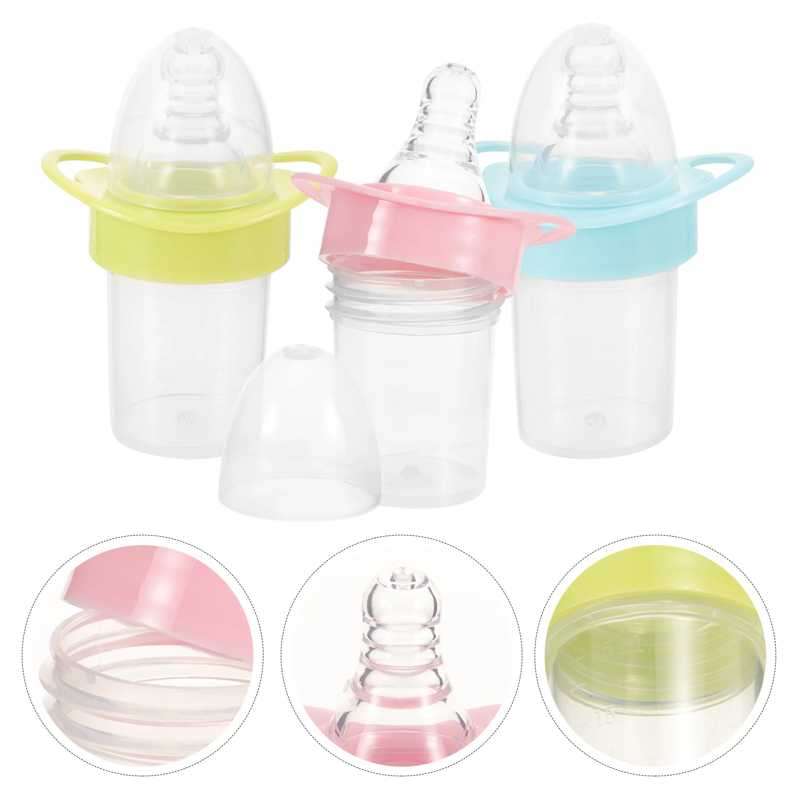 3Pcs Water Feeder Milk Feeding Bottle Nursing Bottle Baby Bottle with Scale for Baby Infant (Pink, Blue, Green)