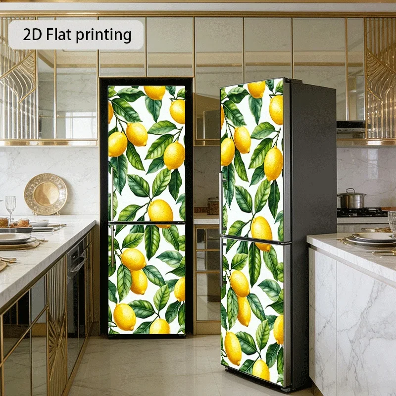 Refrigerator Sticker • Lemon Branch Full Hanging Theme Design • Self-Adhesive Wall Decoration Wallpaper • Suitable for Cabinet