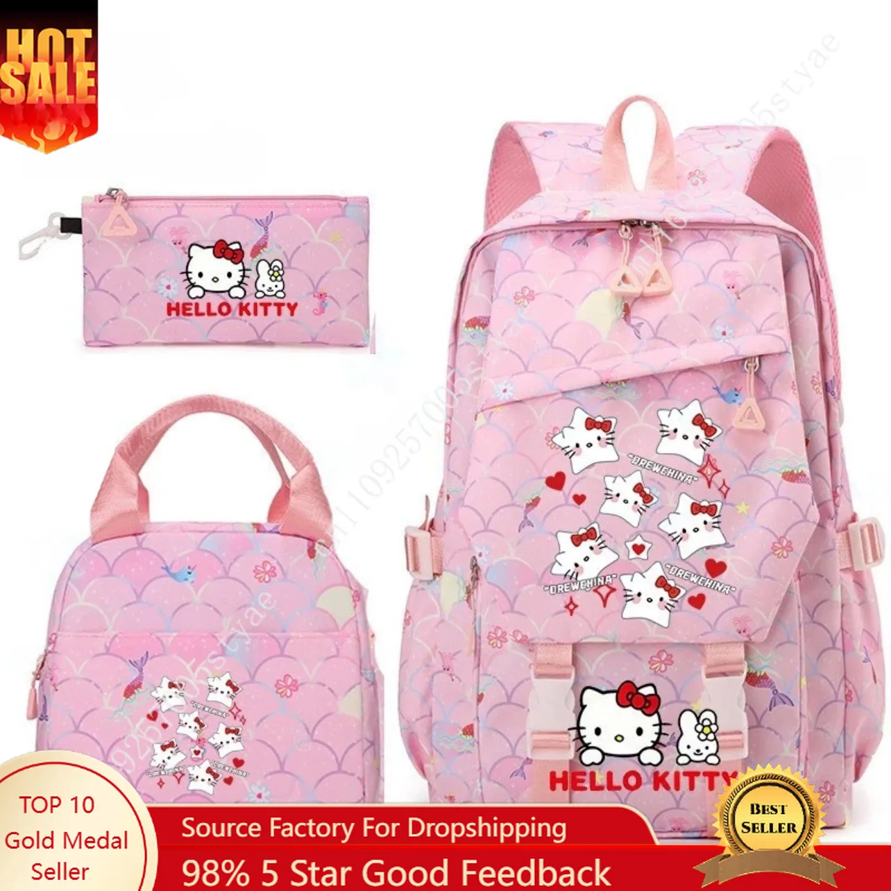 

Популярный школьный рюкзак Sanrio с принтом Hello Kitty для учащихся начальной и средней школы