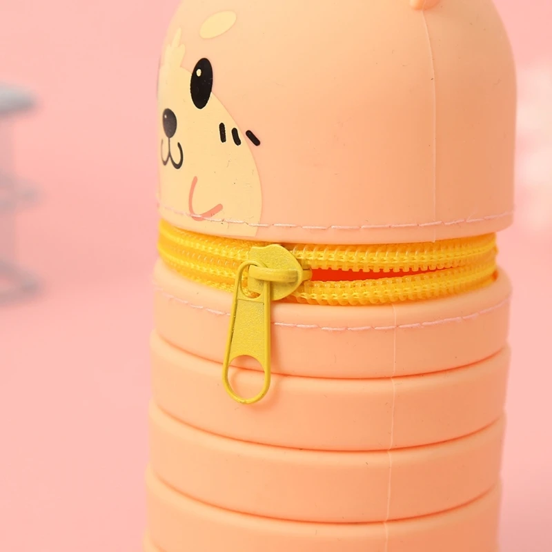2 ชิ้นการ์ตูนปากกา เคส ขยายซิลิโคนปากกากระเป๋าซิปกระเป๋าดินสอยืดไสลด์