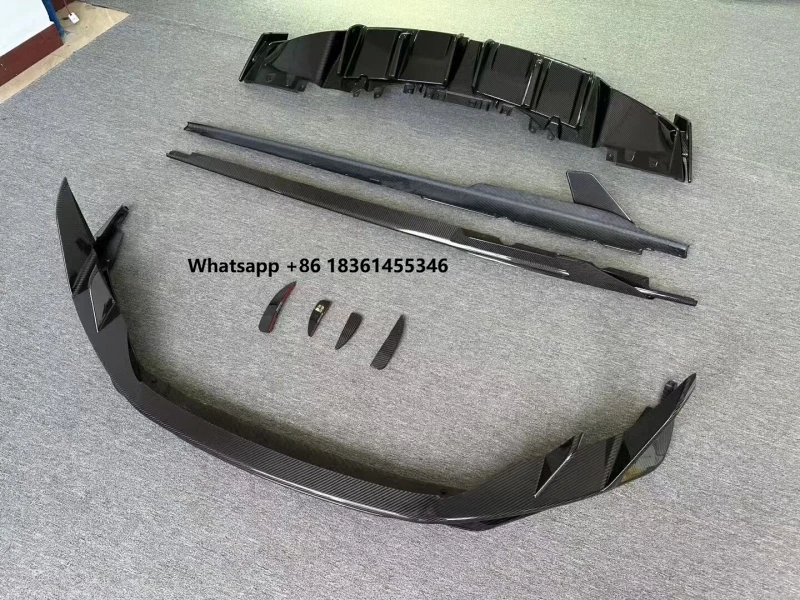 

For R8 2022-2024 Real Carbon Fiber Front Lip Rear Diffuser Bumper Splitter Trunk Spoiler Side Skirt Wind Knife Body Kit
