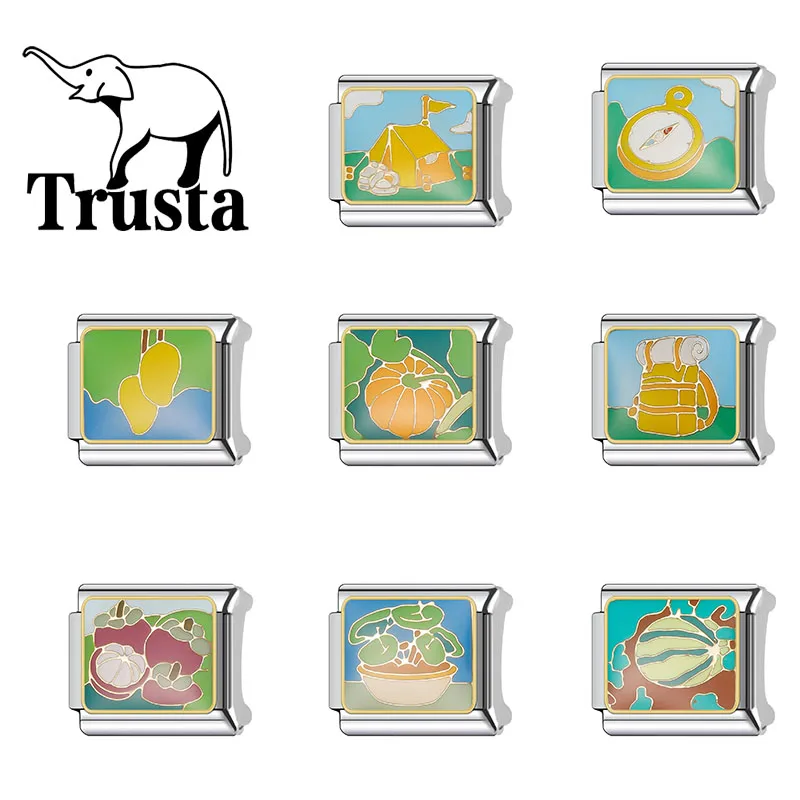 Trusta Camping Fruits Charm Italian Bracelet Stainless Steel DIY Jewelry Wholesale N449