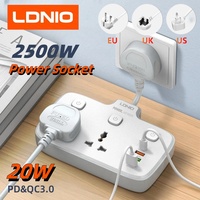 LDNIO Power Strip With Switch 2 AC Output 4 USB PD20W Fast Charger Electrical Socket Extension UK EU US Plug Adapter