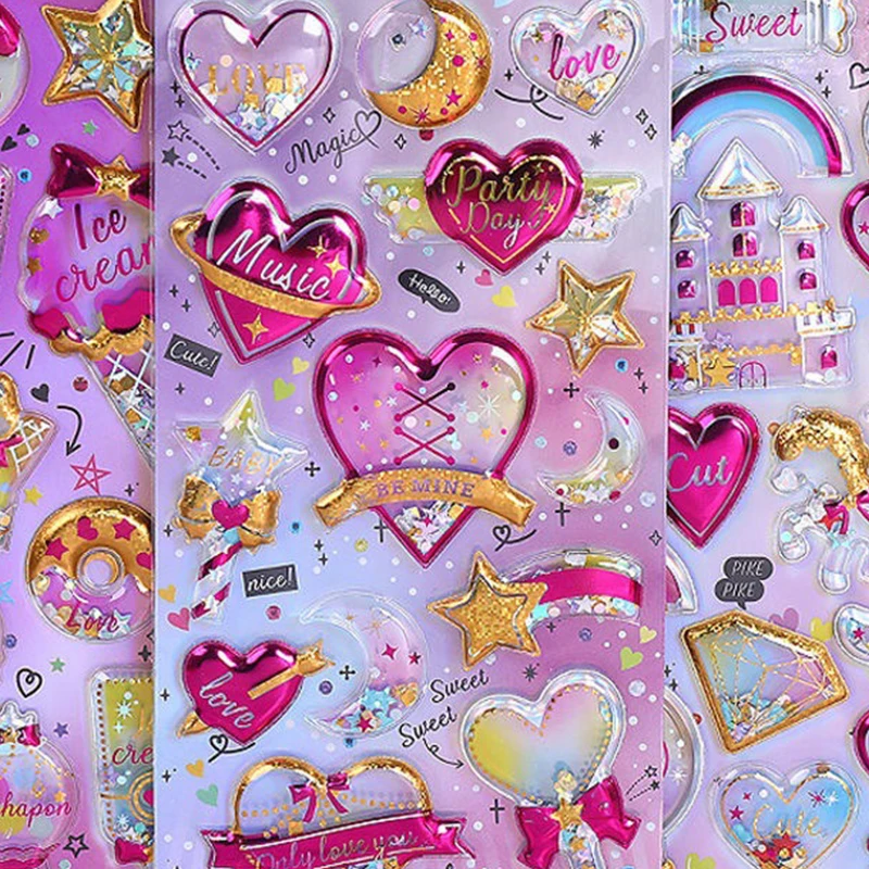 3d Glitter Glanzende Stickers Zelfklevende Bling Ambachtelijke Schudsticker Voor Decoratieve Scrapbooking Meisjes Diy Cadeau Speelgoed