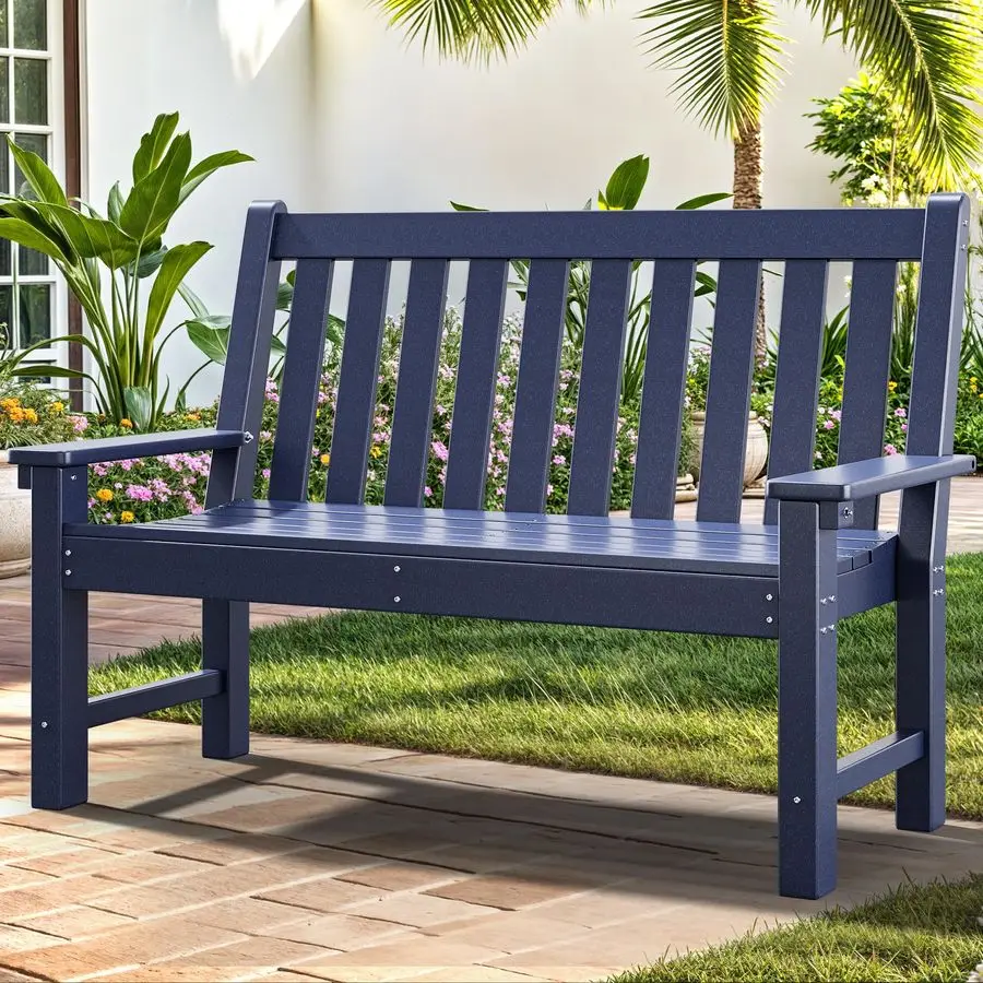 Ławka ogrodowa, ławka zewnętrzna odporna na każdą pogodę dla 2-3 osób, ławki na patio odporne na blaknięcie i zniszczenia dla parku, werandy, patio i podwórka N