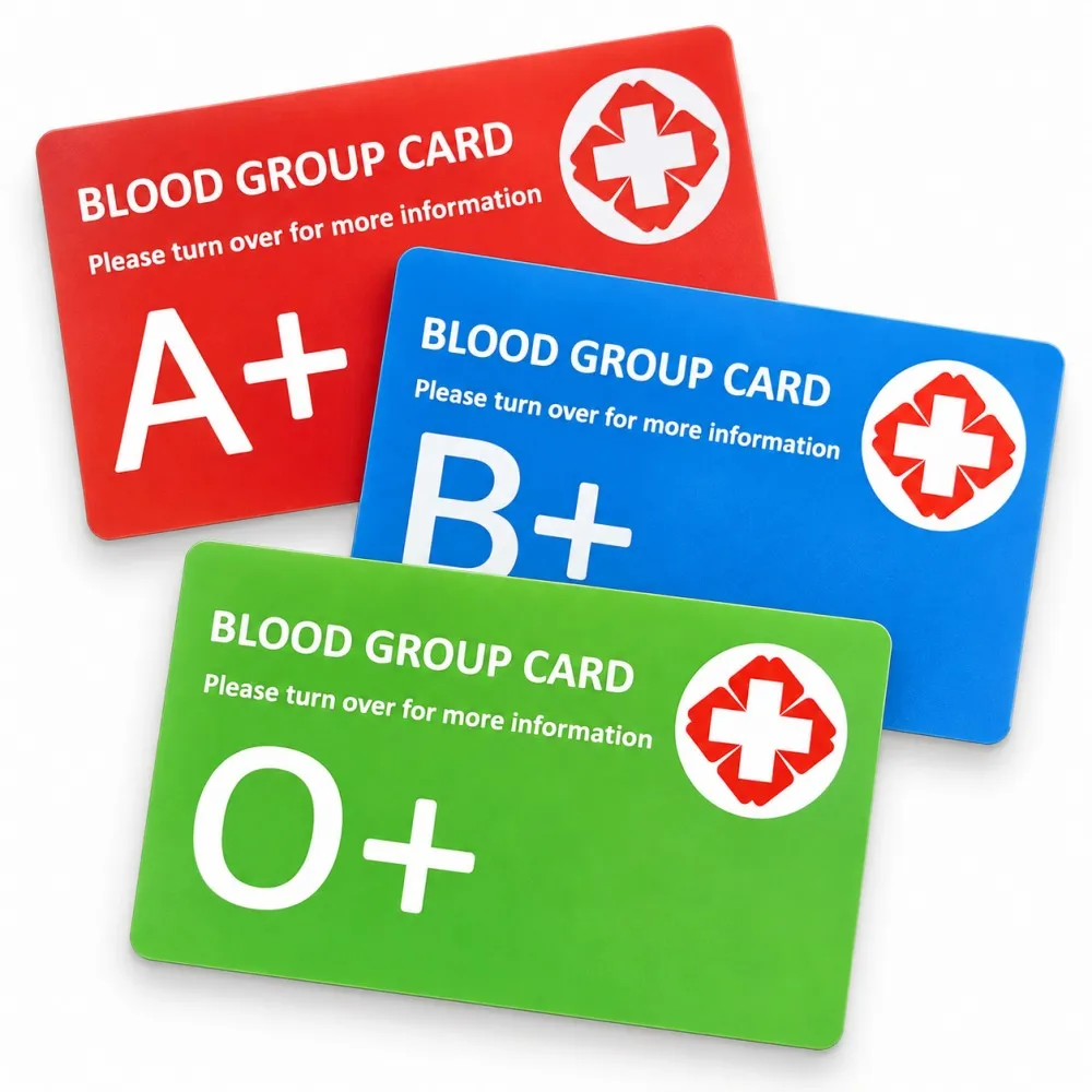 1PC Custom Blood Type Medical ID Card Personalized Emergency Contact Allergy Info PVC Wallet Card Travel Work School Outdoor Use