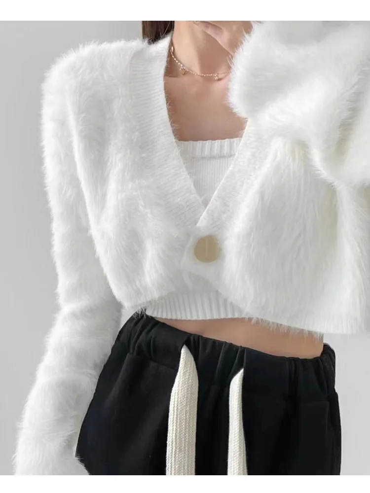 Nouvelle mode Sexy court tricoté Cardigan pull femmes automne hiver à manches longues pull manteau bureau dame hiver vêtements d'extérieur