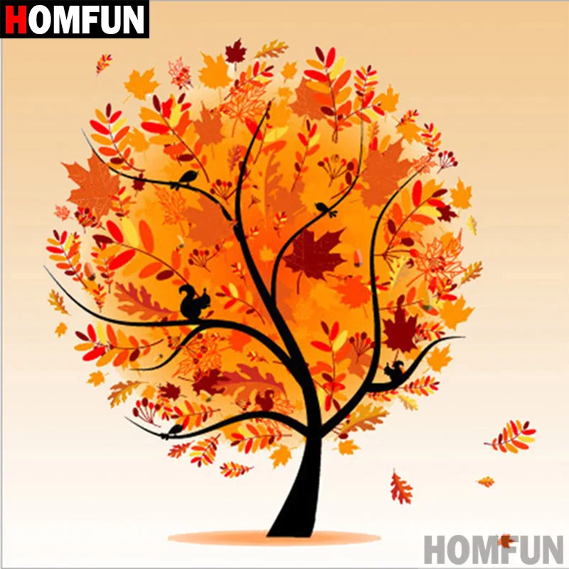 

HOMFUN 5D DIY Diamond Painting Full Square/Round Drill "Autumn tree" 3D Embroidery Cross Stitch gift Home Decor A00991