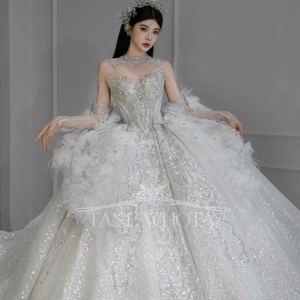 

Vestido Boda Civil Sweetheart Detachable Neckline Lace Up Back Beading Embroidery Sequins Lace Wedding Dress Customized