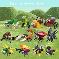 Mini Insect Series Building Block Ladybug Dragonfly Butterfly Snail Wasp Mantis Beetle Bricks Toys Holiday Gifts For Teenager