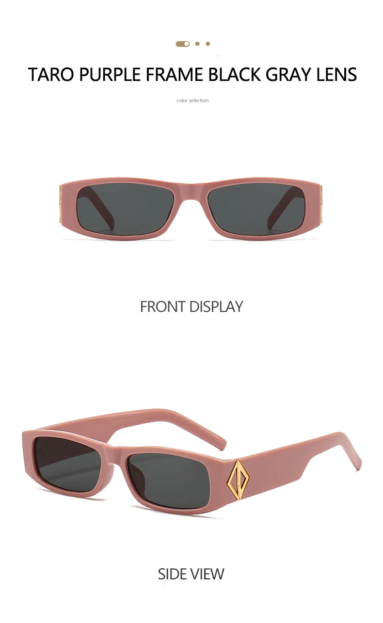 Neue schmale quadratische Sonnenbrille im modischen Stil, PC-Material, goldene Logo-Dekoration, trendiger Streetstyle, Unisex-Sonnenbrille 5378 – Detail 13