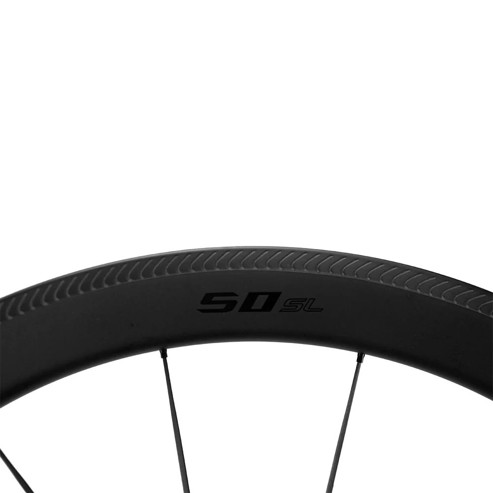 SUPERTEAM Carbon-Speichenräder, 50 mm Carbonfaser-Laufradsatz, Straßenfelgen-Bremsräder, schlauchloses Drahtreifen – Detail 4