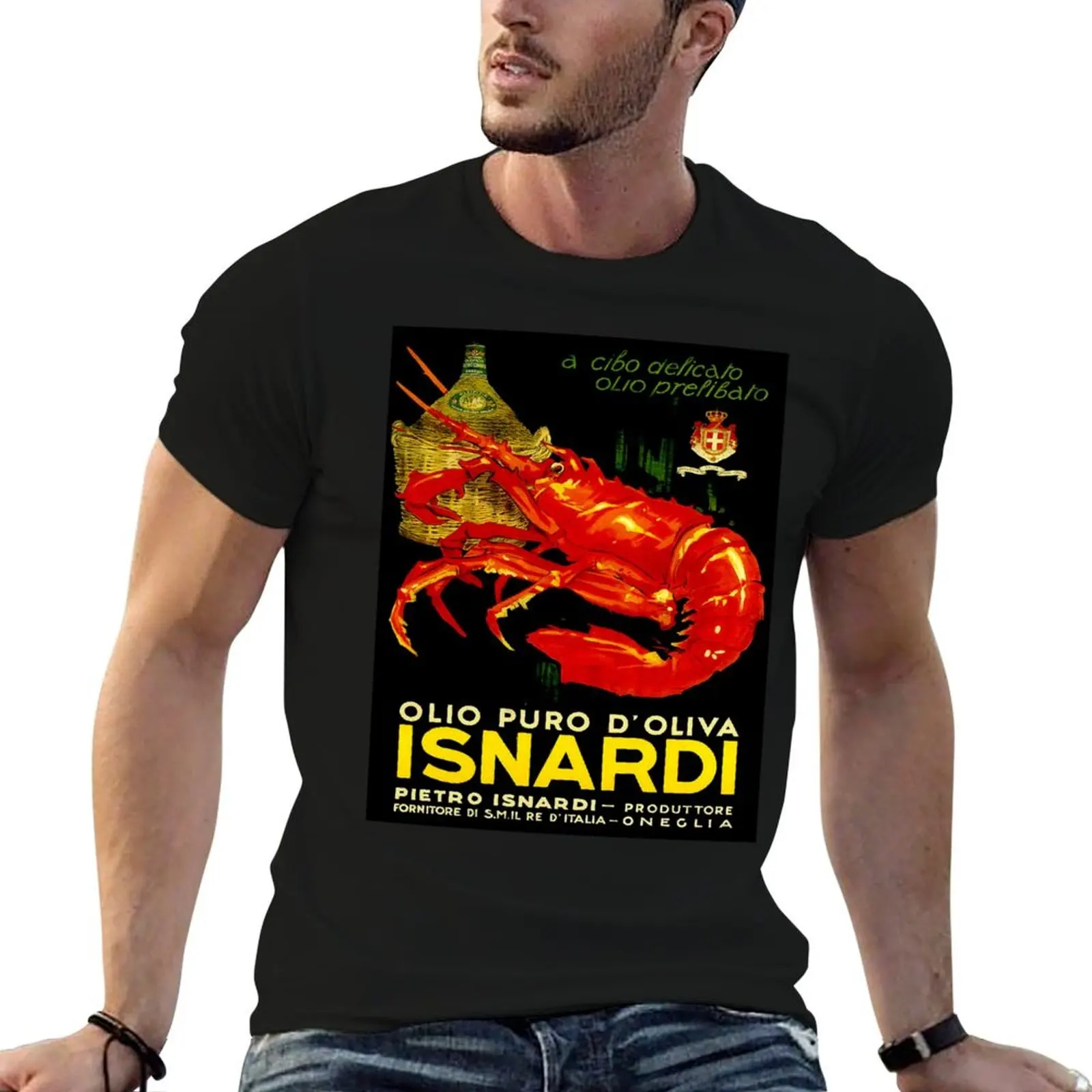 ISNARDI: Camiseta con estampado publicitario de aceite de oliva Vintage, camiseta para hombre 100% de algodón, camiseta de marca de lujo, camiseta lisa para hombre