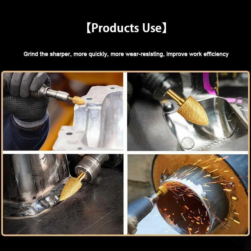 6mm Okrągły chwyt Lutowana próżniowo diamentowa głowica szlifierska Wiertła grawerskie do kamienia Stop Żeliwo Polerowanie Narzędzia rzeźbiarskie