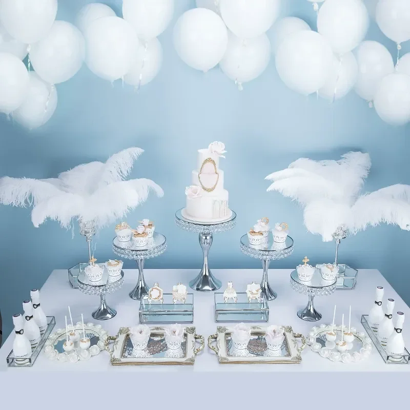 for European Silver Wedding Dessert Display Rack Heart Cake Stand Tray Fruit Plate Ornament Party Table Decor Candy Holder