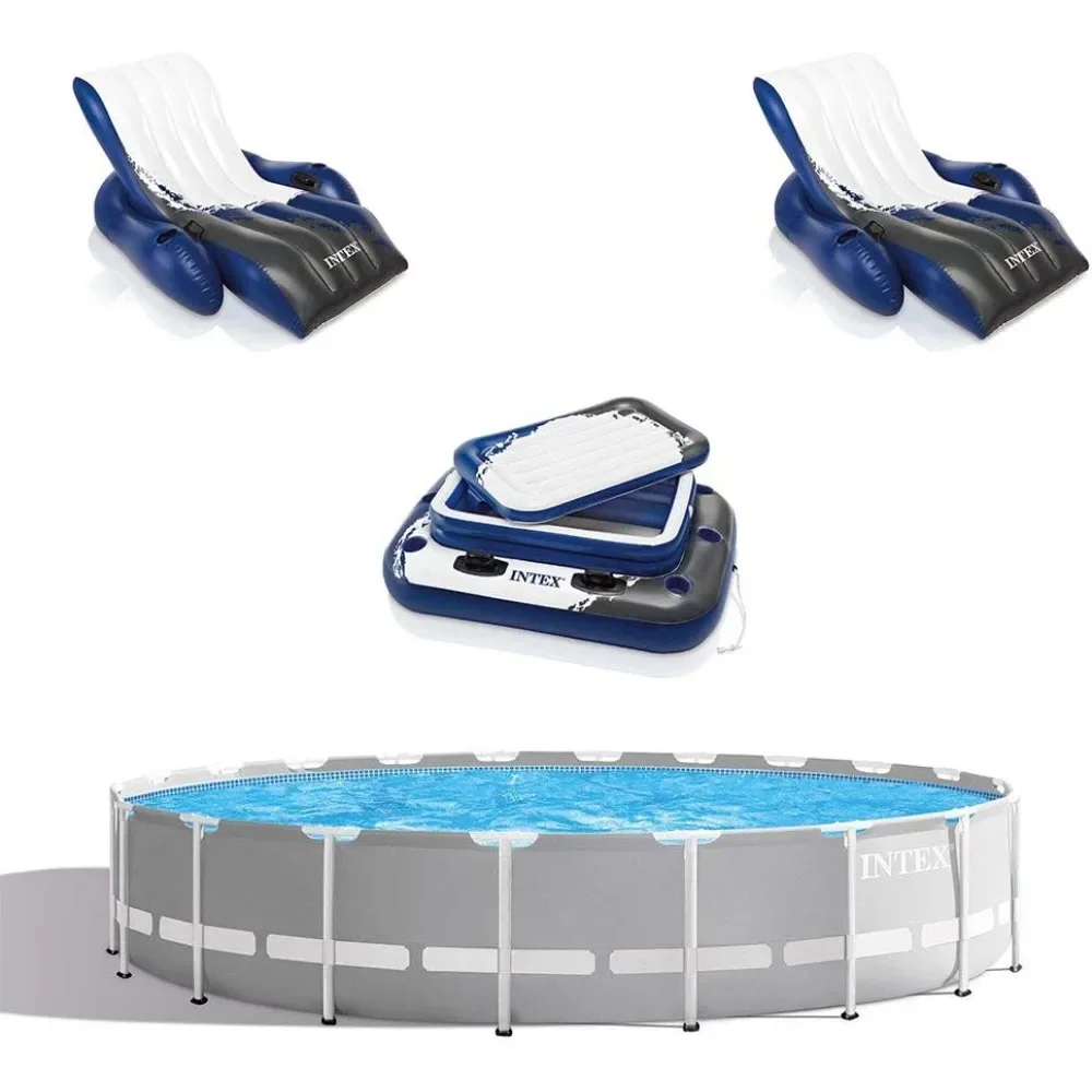 

Prism 20' x 52" Above Ground Pool Set: Cartridge Filter Pump, Lounger Floats, Inflatable Cooler - Backyard Oasis