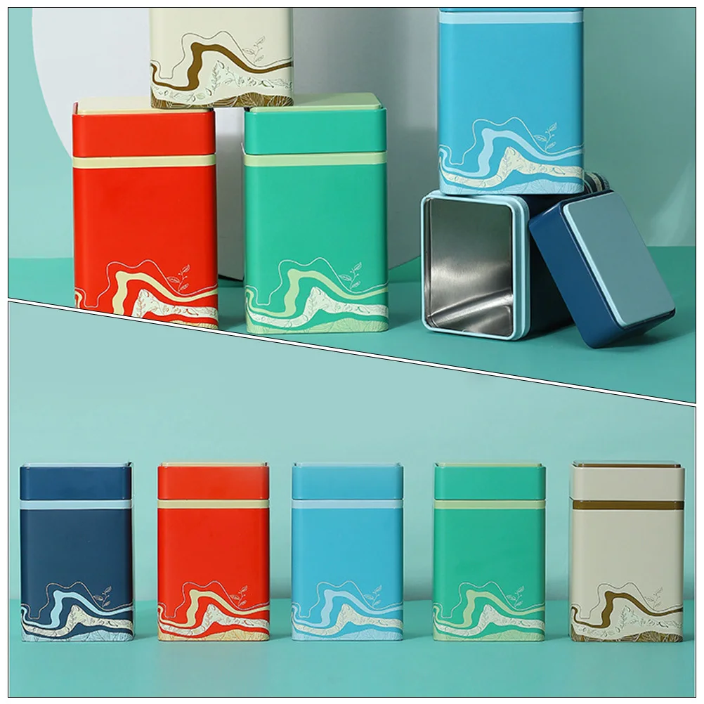 

4 Pcs Coffee Storage Tins with Lids Tea Sealed Cans Chinese Canister Tinplate Jar Small Metal Container Square Matcha
