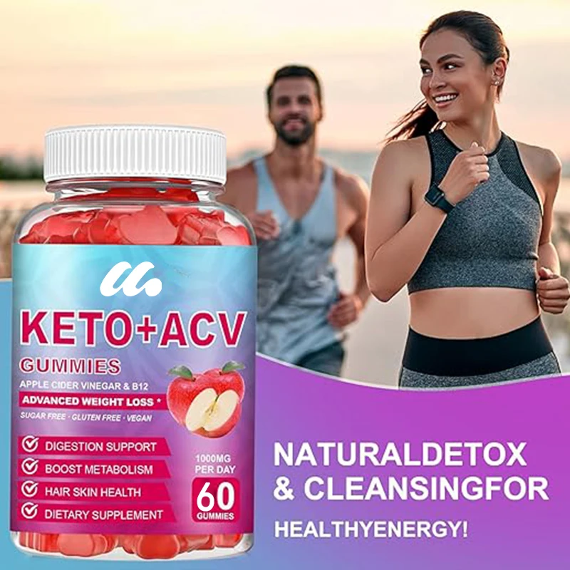 Keto ACV gummies - Organic KETO apple cider vinegar gummies dietary supplements - Folic acid, vitamins B12 and B6, beetroot