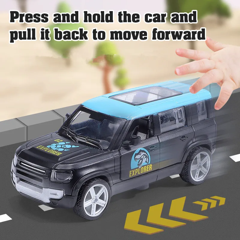 1: 43 alloy pull back off-road vehicle model,simulated dinosaur toy,original packaging children's gift,wholesale