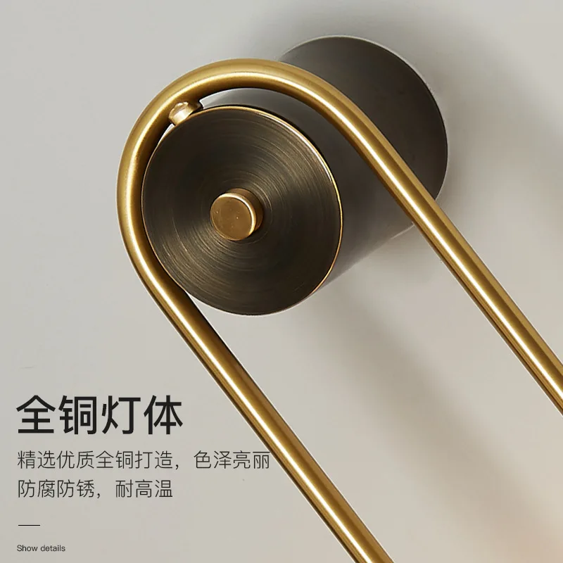 الحديثة شكل منحني جميع النحاس الجدار مصباح واحد/مزدوج رئيس الأبيض كرة زجاجية ضوء غرفة المعيشة غرفة نوم المطبخ مطعم الشمعدانات #4