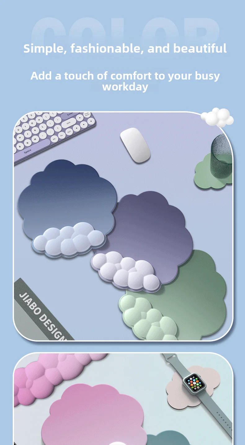 Gradient Cloud Handgelenkauflage aus Memory-Schaum Silikon-Schreibtischunterlage für Büro und Gaming 10 Farboptionen Einzelnes Tastatur-Set – Detail 2