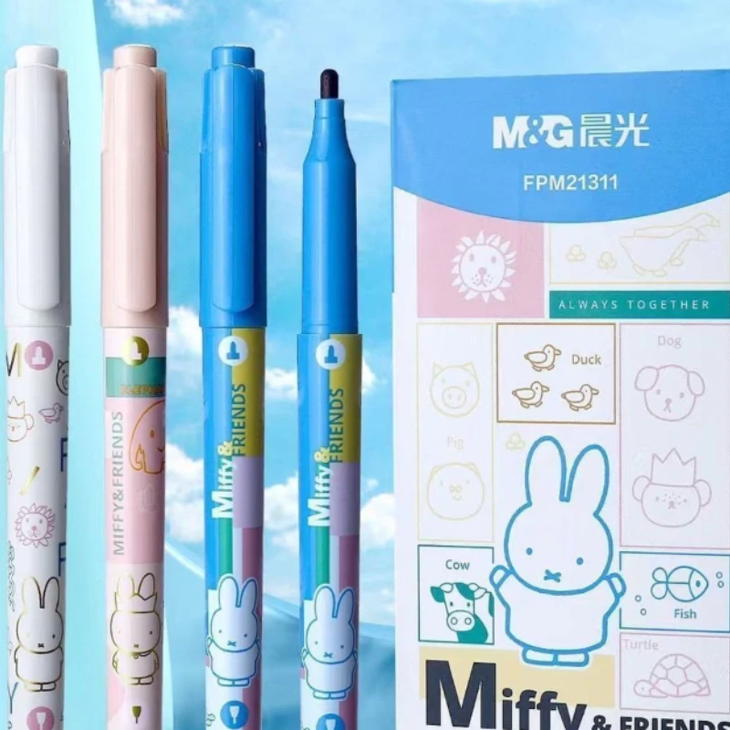 Cartoon Kawaii Miffy Double Head Marker Pen Fine Arts Hook Line Black Describe in Detail Hook Edge Not Erasable Quick Drying New
