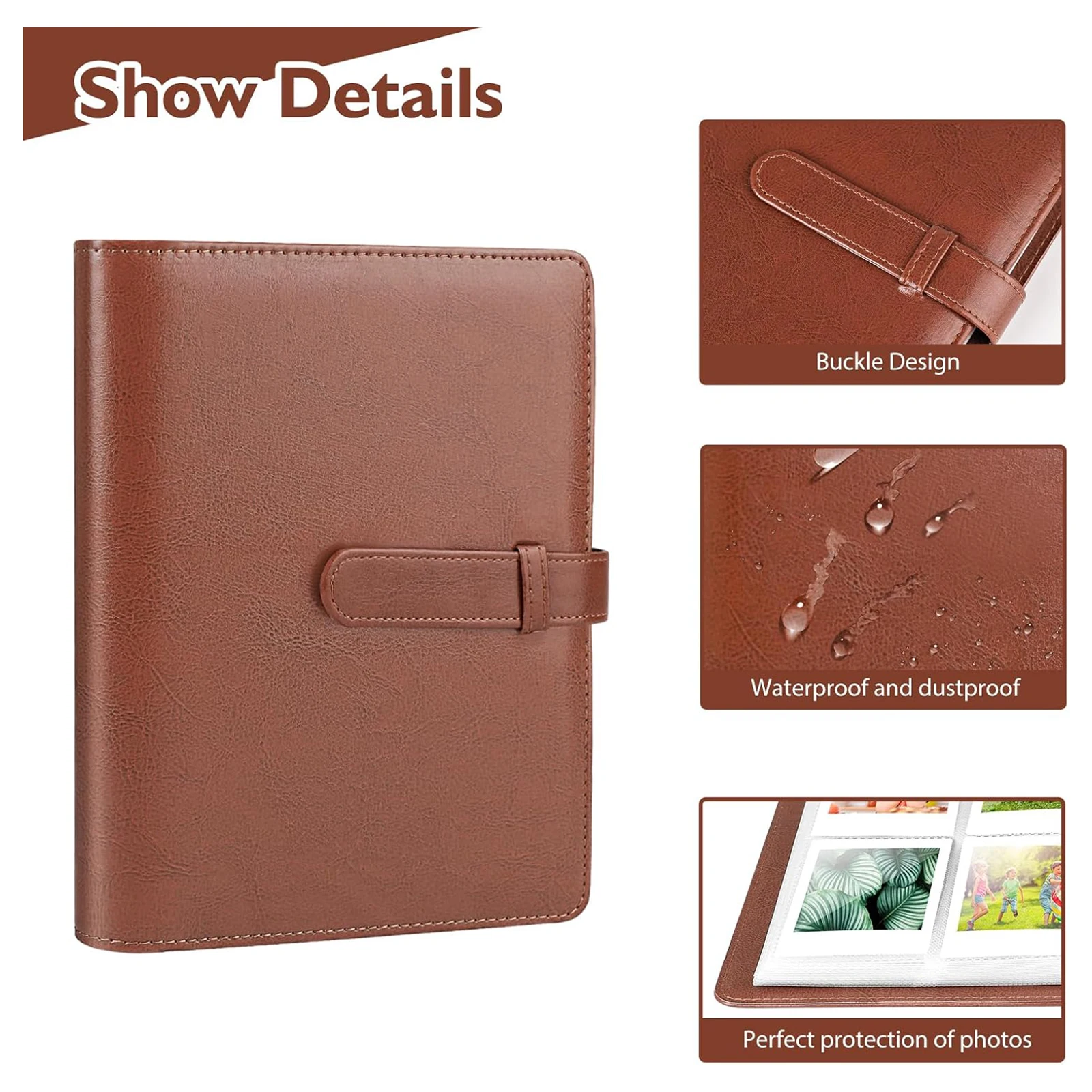 256 Pockets PU Leather Mini Album Solid Color Storage Photo Album Book Portable Fit for Fujifilm Instax Mini Film