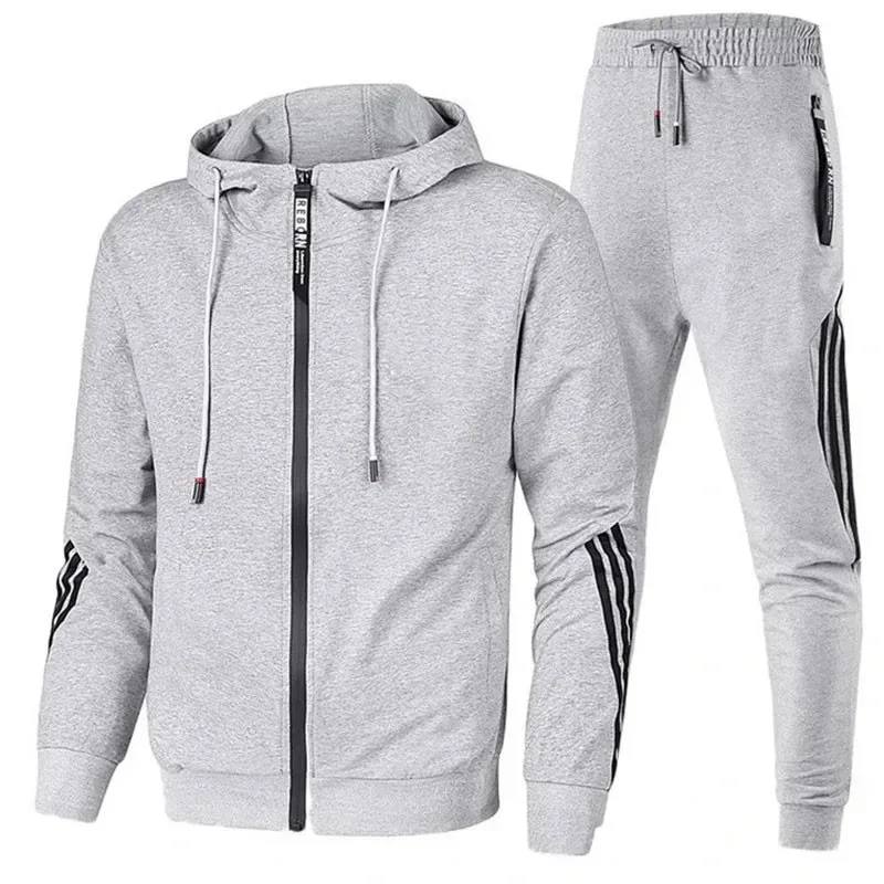 2024 New Men Autumn Winter Sport Suits Casual Outdoor Zipper Jackets and Sweatpants Jogging Set Male Fleece Hoodie Tracksuit