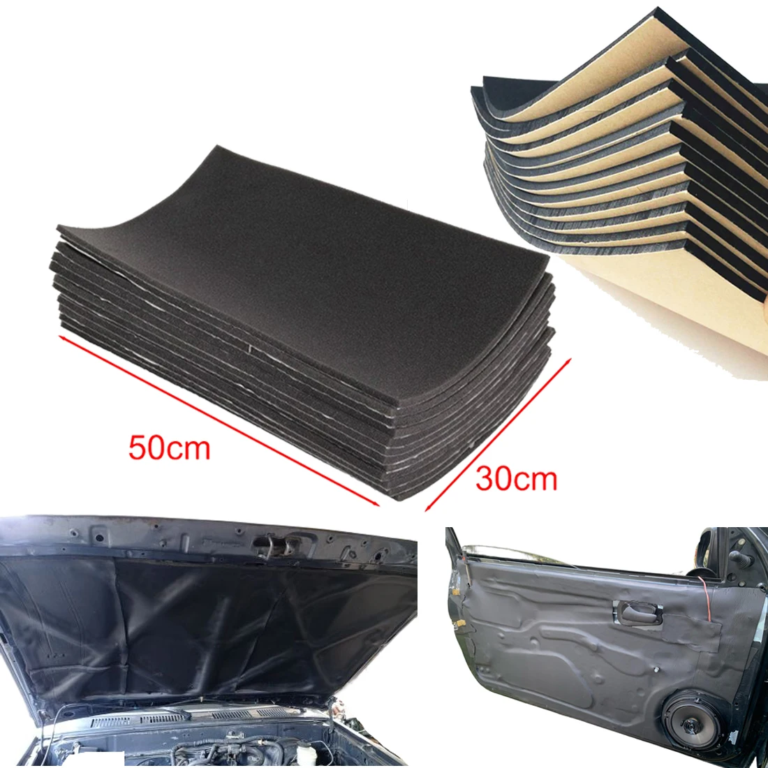 Car Sound & Heat Insulation 9/18/27pcs 50x30cm Cotton Sound Deadener Deadening Engine Firewall Mat Noise Bonnet Hot Insulation