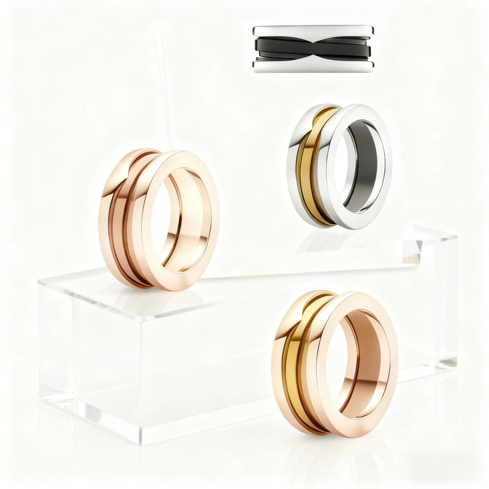 

2025 New Elegant accessories Diamond - studded Spring Ring, Exquisitely Designed, Luxurious Unisex OL - style Couple's Ring