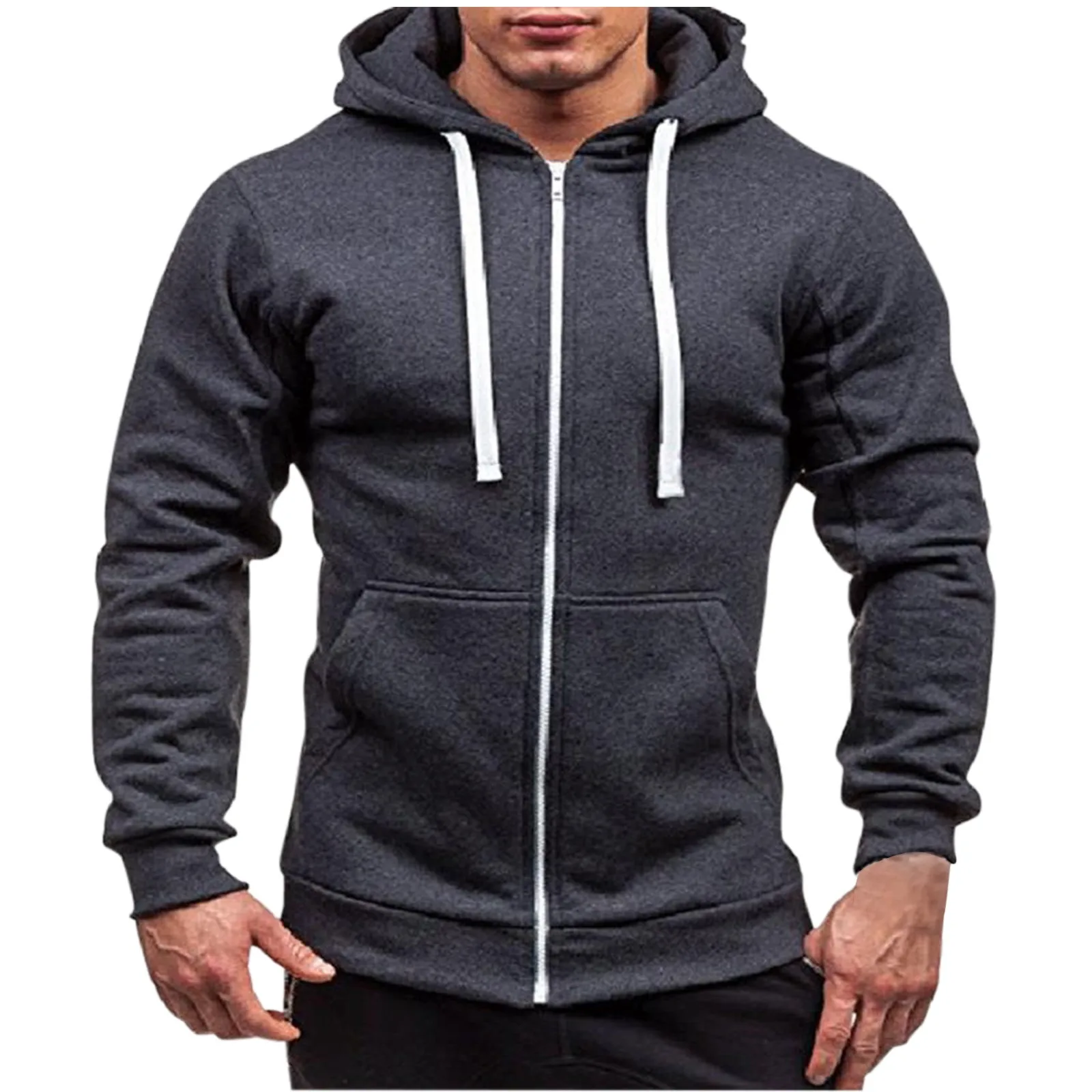 

Harajuku 2023 Men Cotton Hoodies Casual Sweatshirt Half Dome Full Zip Hooded Sweatshirt Autumn Winter Hoodies Men Clothing