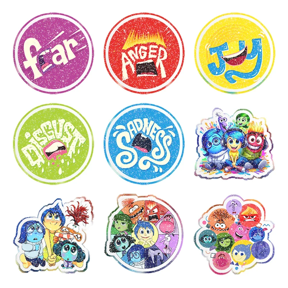 Disney Cartoon Inside Out 2 Pattern 10pcs/Lot Resin Planar Clear Acrylic Glitter Acrylic For DIY Gift Crafts Accessories