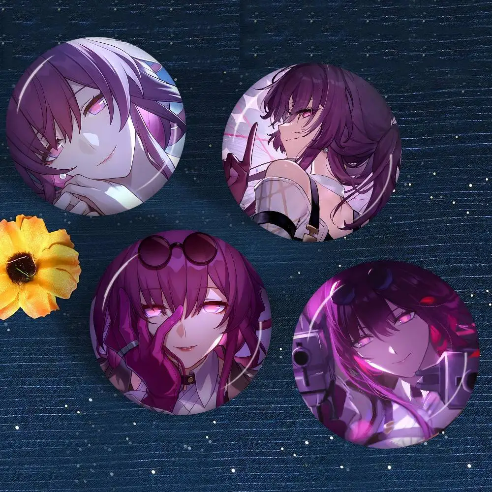 Anime Honkai Star Rail Kafka Cartoon Round Button Pins Slogan Creative Brooches Backpack Clothes Decoration Jewelry Gifts