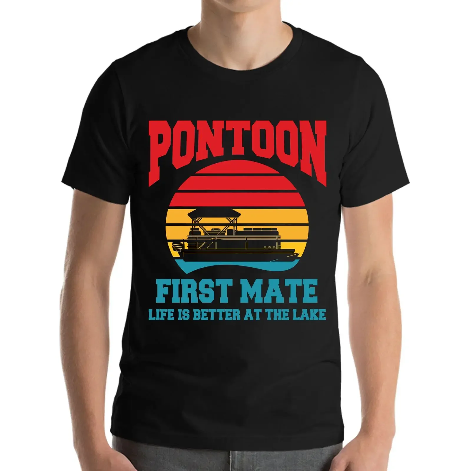 Funny Pontoon First Mate Life Is Better At The Lake Boating Retro T Shirt  vintage Washed designer clothes fashion graphic