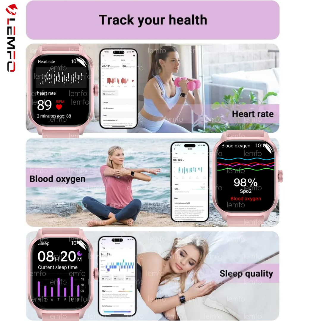 2025 orologio smartwatch impermeabile Calorie  Promemoria notifiche  Monitoraggio della salute  Previsioni meteo  Modalità sport  Chiamata Bluetooth orologio donna elettronica