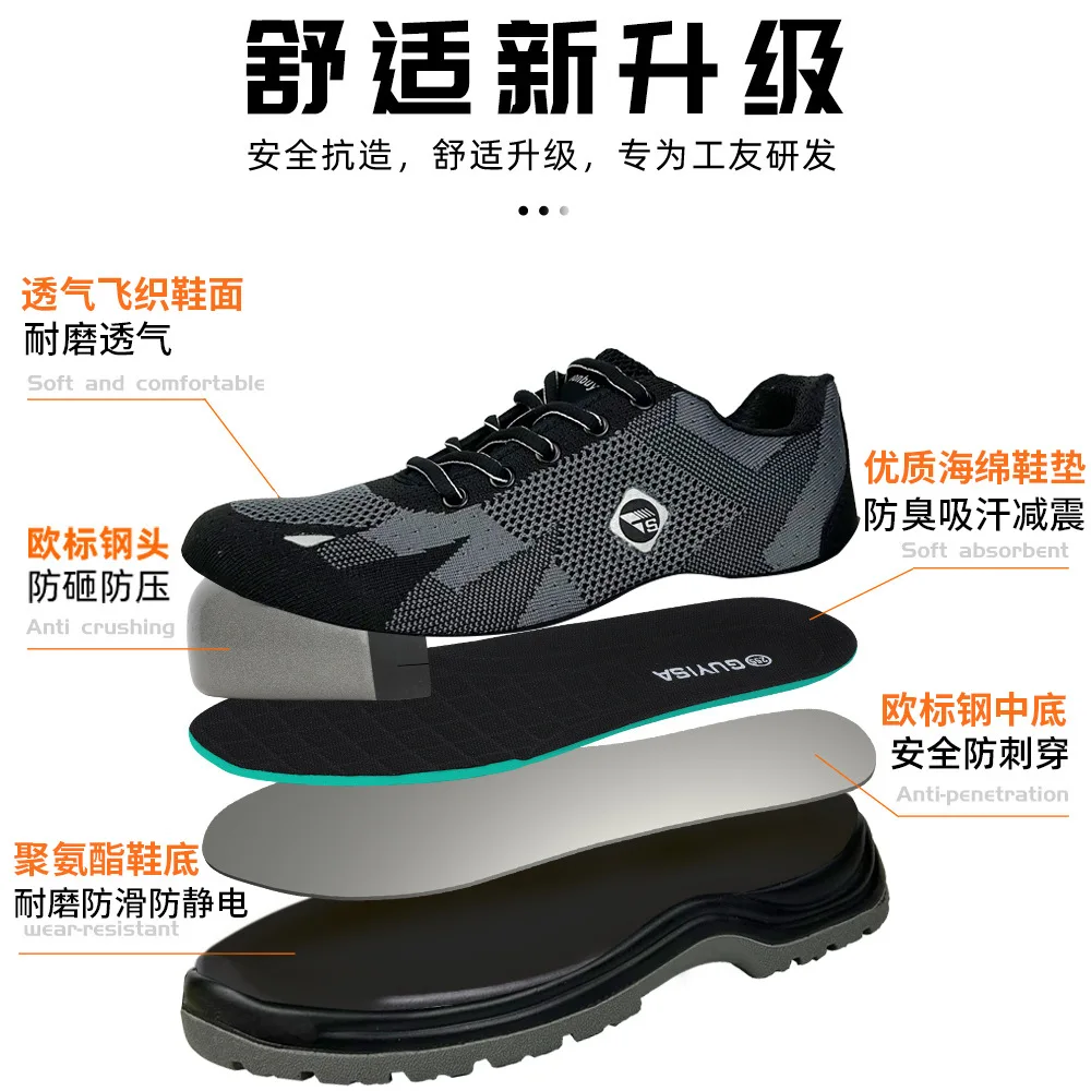 Smash-proof and Puncture-proof Men's Summer Breathable Wear-resistant Deodorant Soft Sole Not Tired Feet Steel Baotou Work Shoes