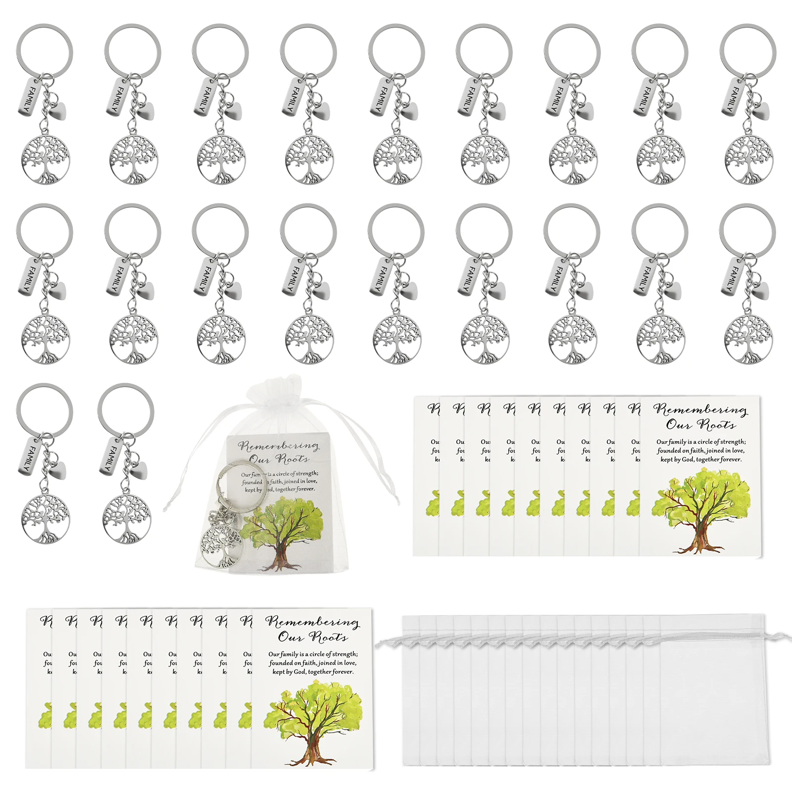 20 stuks aangepaste levensboom sleutelhanger aangepaste inspirerende sleutelhanger sieraden vrienden weggewegen geschenk Engelse zinnen sleutelhanger