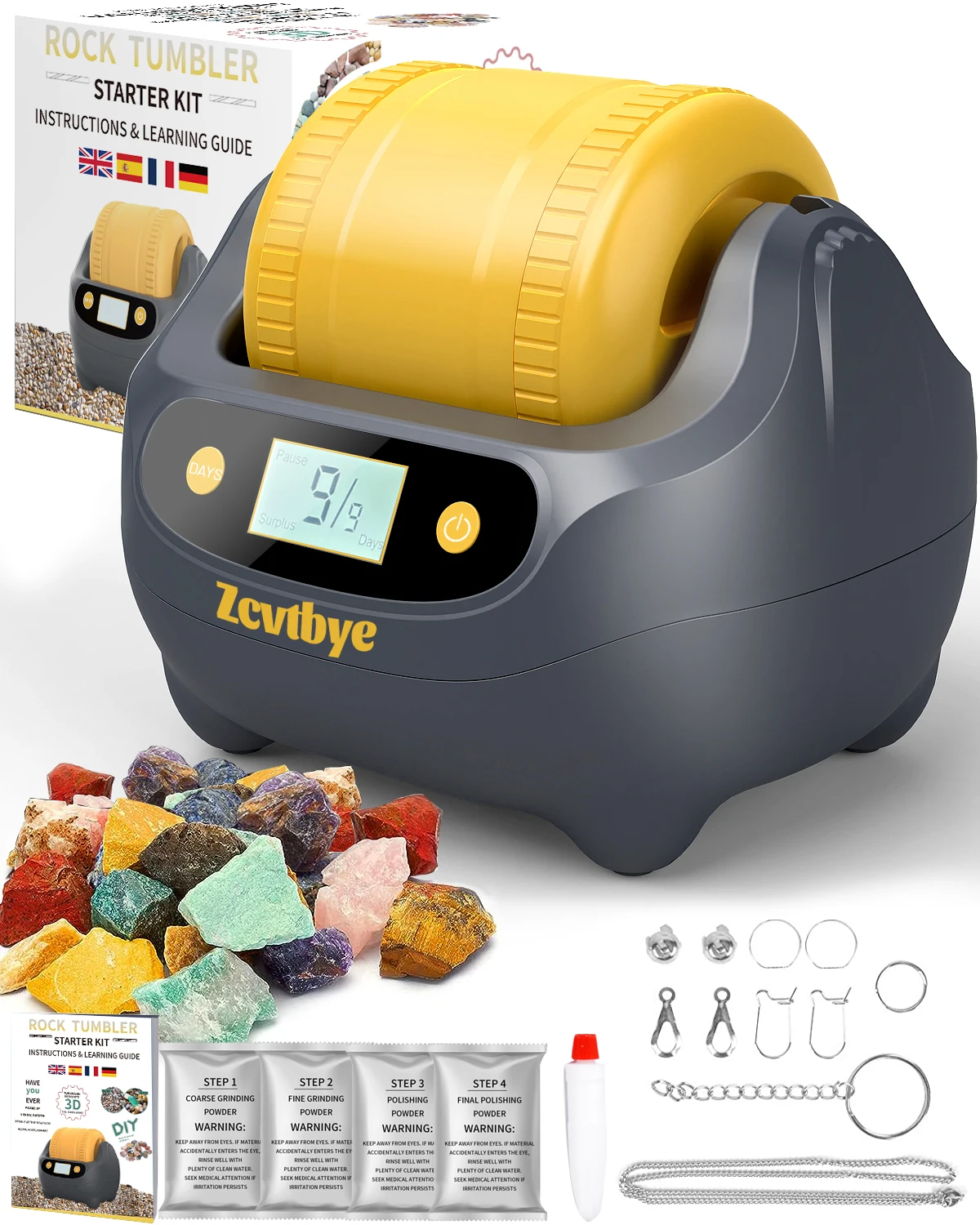 

Rock Tumbler Kit Professional Rock Grinder Polisher Geology Enthusiasts STEAM Science Kit for Kids and Adults DIY Toys Gift