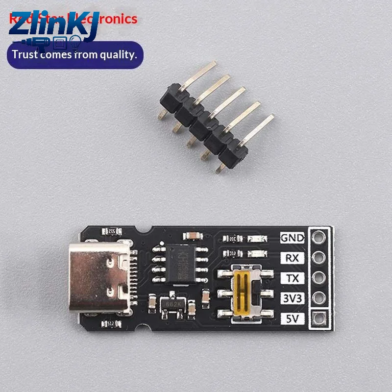 Type-C USB To TTL UART Converter Module, USB To Serial Adapter 3.3V / 5V Level, RX TX Download Debugging Tool