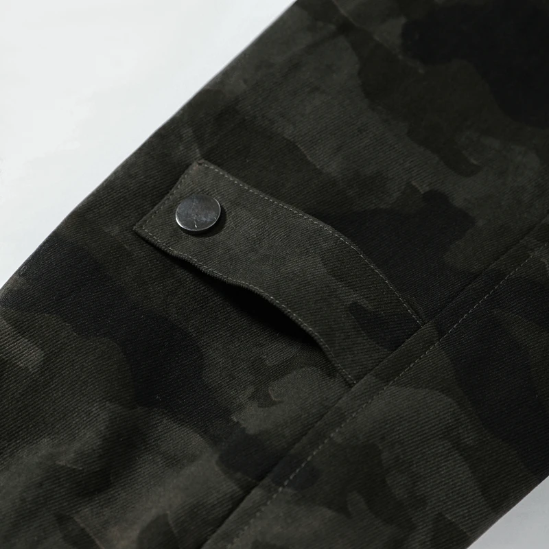 Women Camo Print Hooded Zipper Jacket Elastic Cuff Jacket Cropped Short Length Loose Puffer Winter Warm Winter Street Jackets