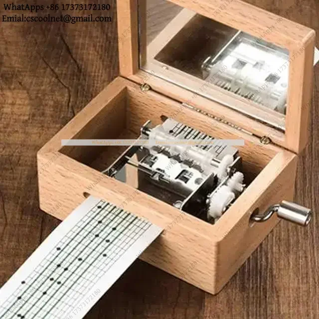 k3 15 Tone DIY Hand-Cranked Music Box Wooden Kit with Hole Puncher Paper Tapes Musical Instrument Gift for Music Lovers