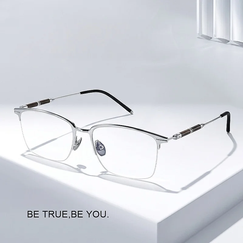 F·DRACON New Titanium Eyeframe Business Half Frame Men's Eyeframe Ultra Light Square Premium Sensation Eyeframe Female YH58011