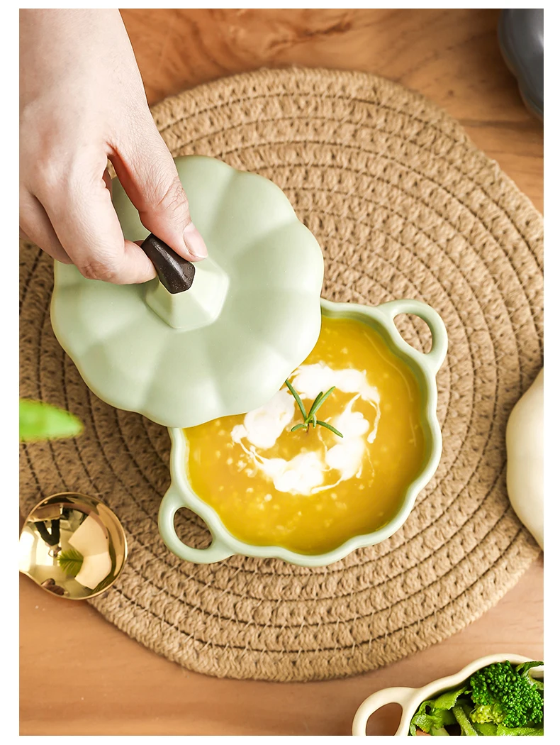 Forma de abóbora cerâmica tigela de sopa de frutas tigelas de salada placa  de cozinha restaurante cor sólida talheres lanche sobremesa prato bacias de  sopa - AliExpress, image size:790x1050